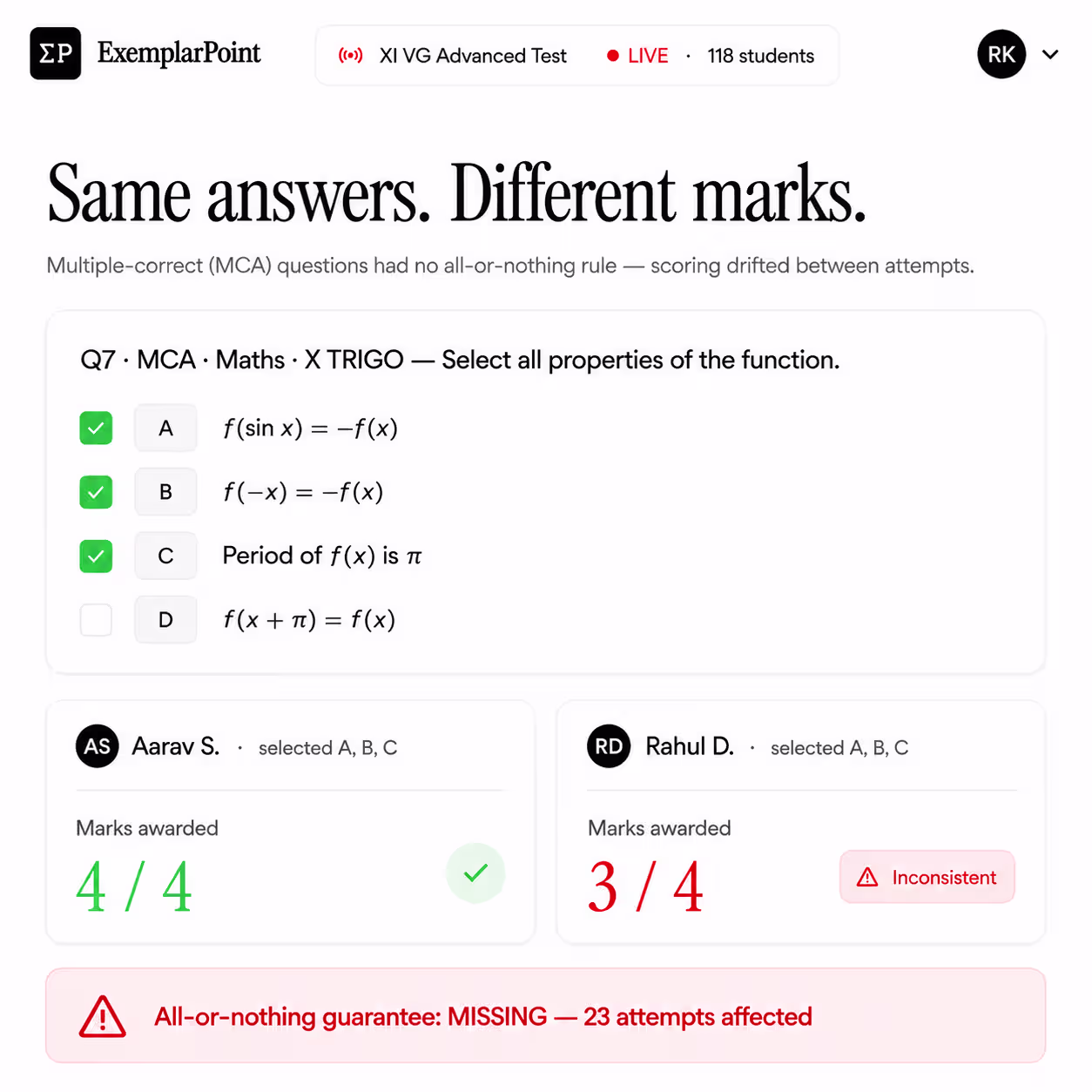 No Partial Marks
