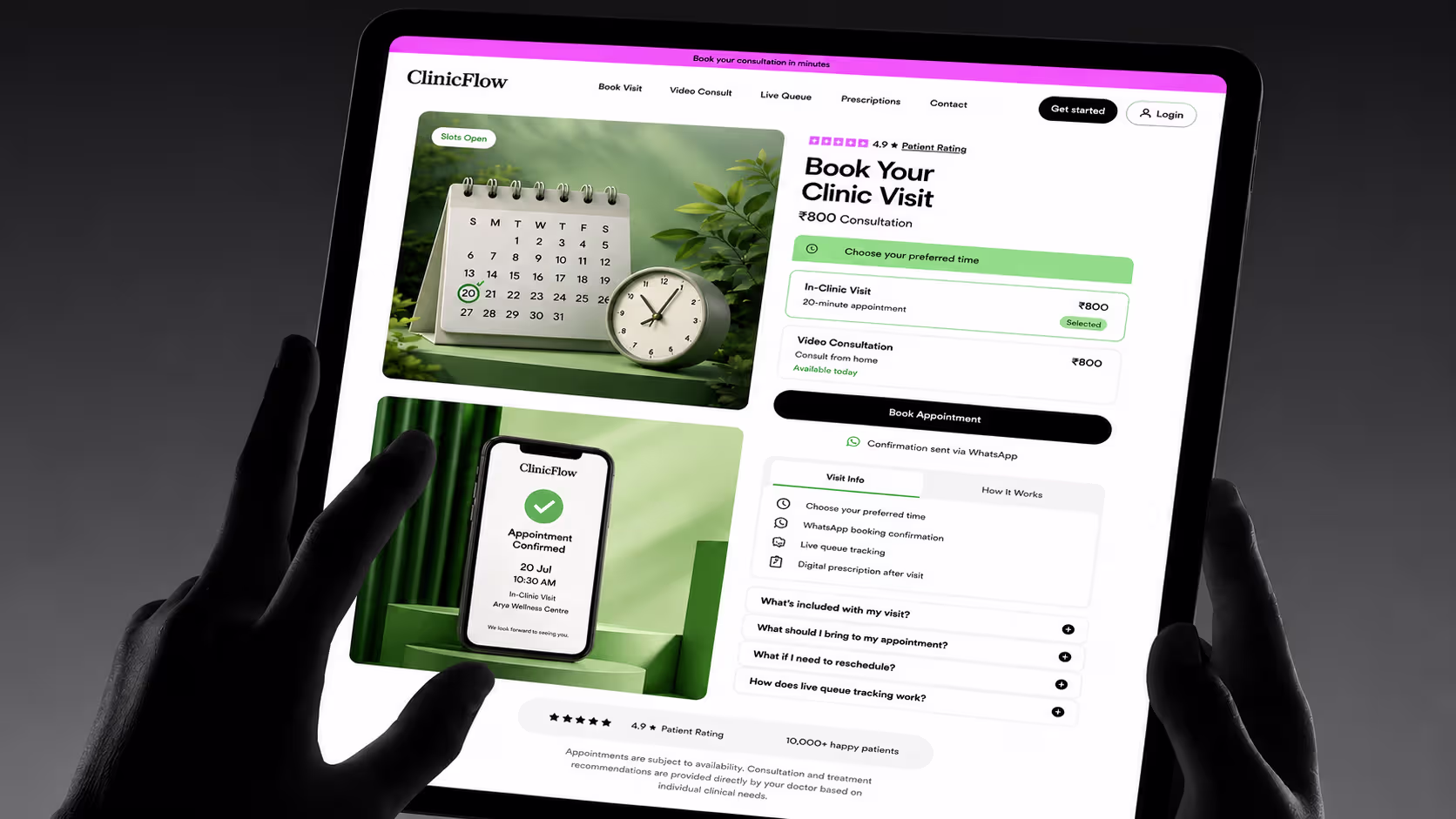 ClinicFlow interface screen 3